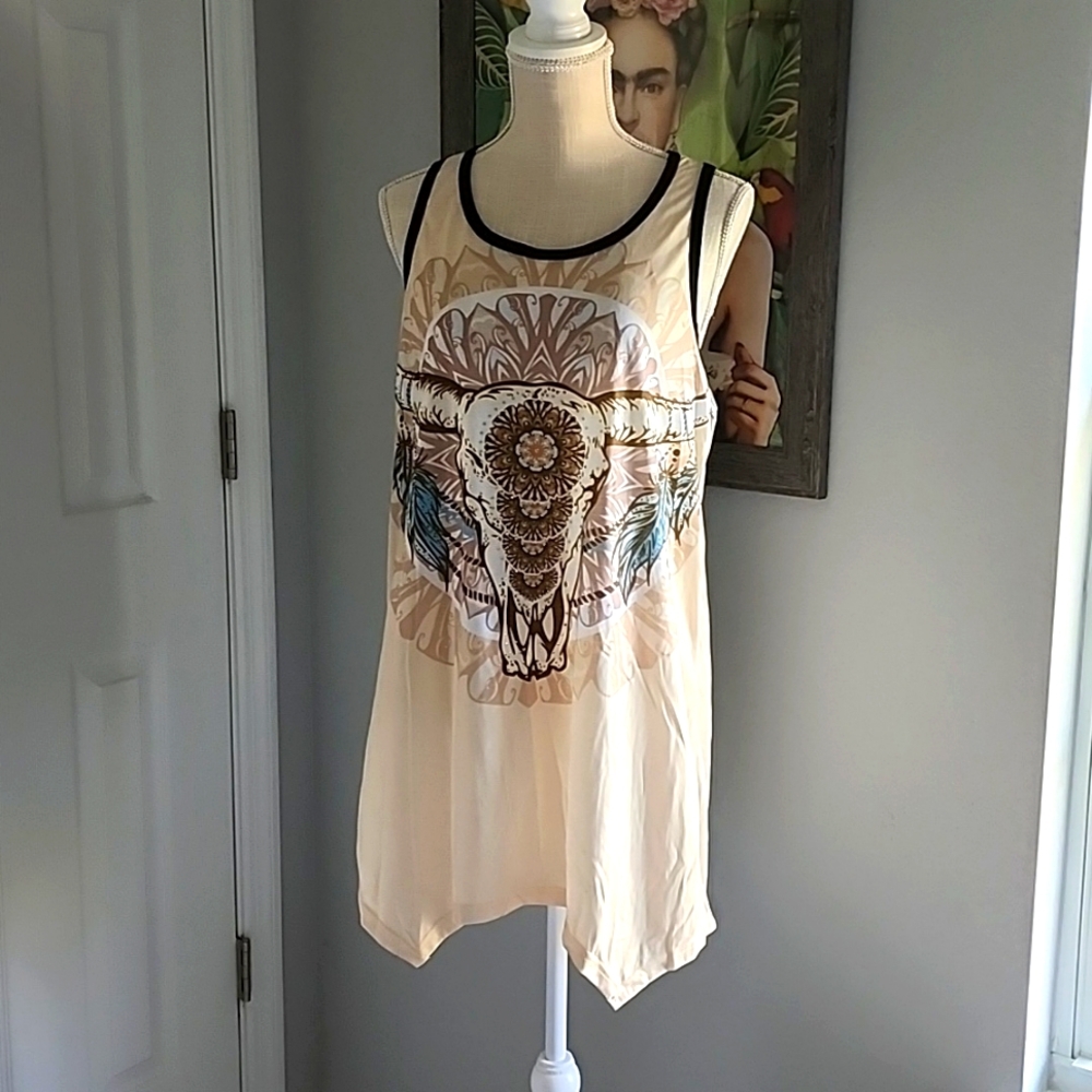 Michael Taylor Embellished Cow Skull Tunic/Dress